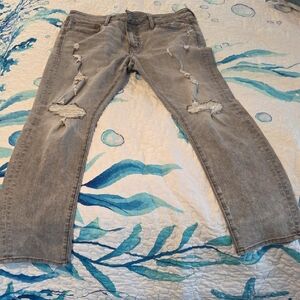 American Eagle Outfitters Men's Distressed Light Gray Jeans